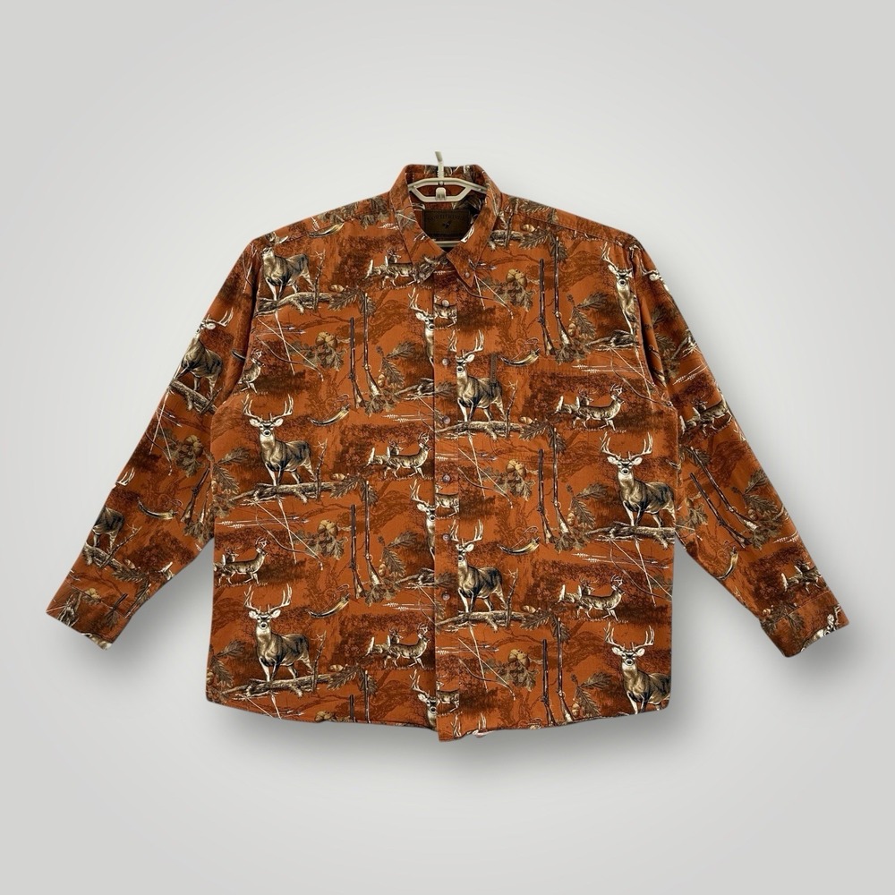 North River Outfitters Shirt Mens 2XL Deer‎ Buck Long Slv Cotton Hunting Arrow